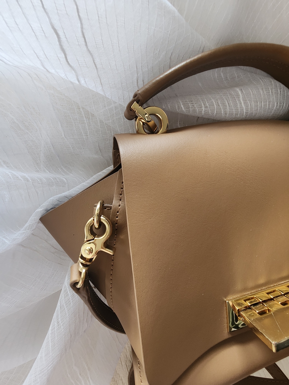 Zac Posen Tan Leather Top-Handle Crossbody - Picture 2 of 4